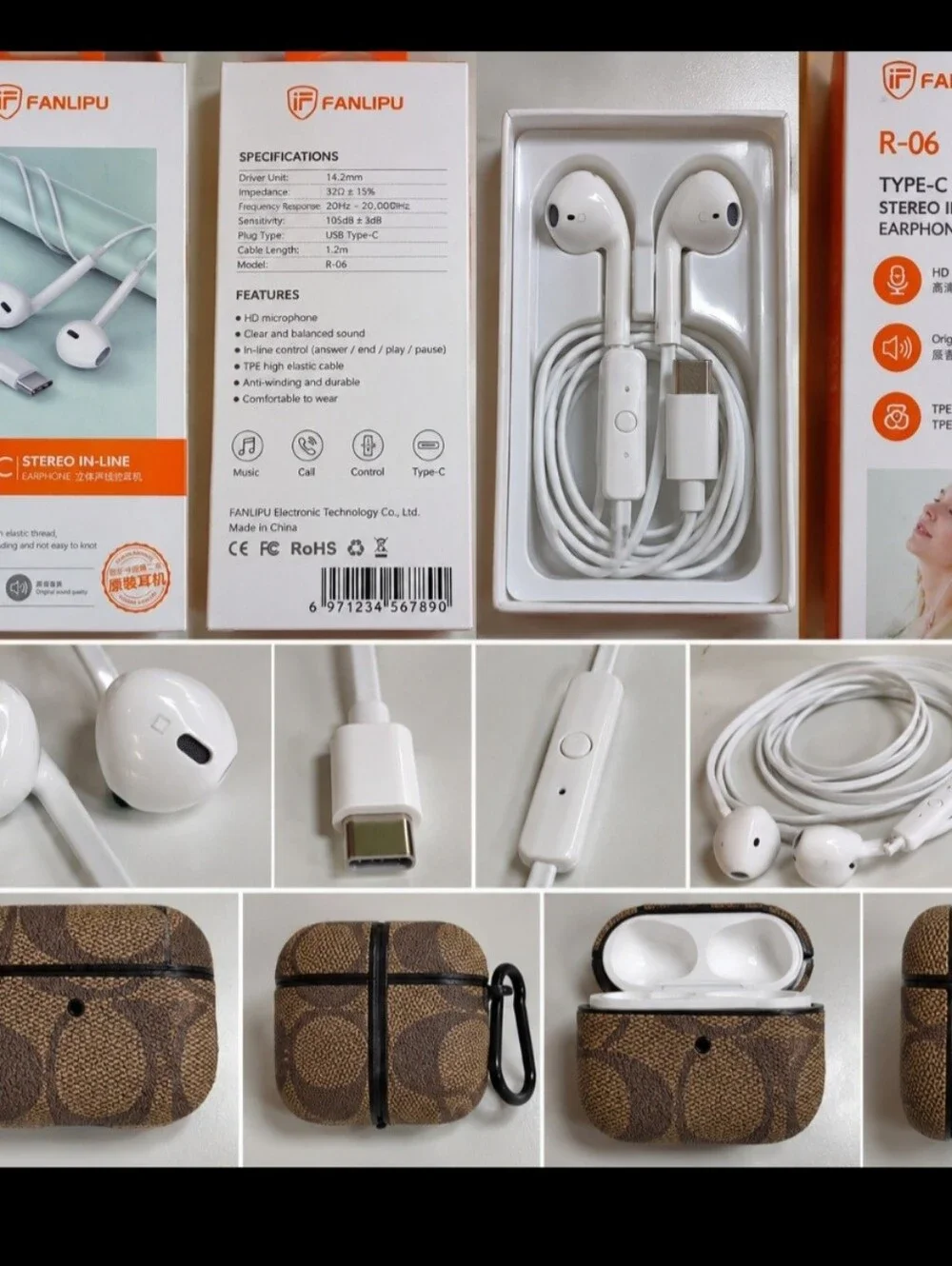 Type-C White Earbuds with Carrying Case